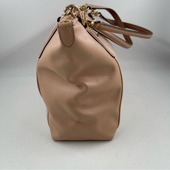 NEW! Coach Ava Camel Ivory Large Chain Colorblock Jacquard Tote Bag - Picture 6 of 12
